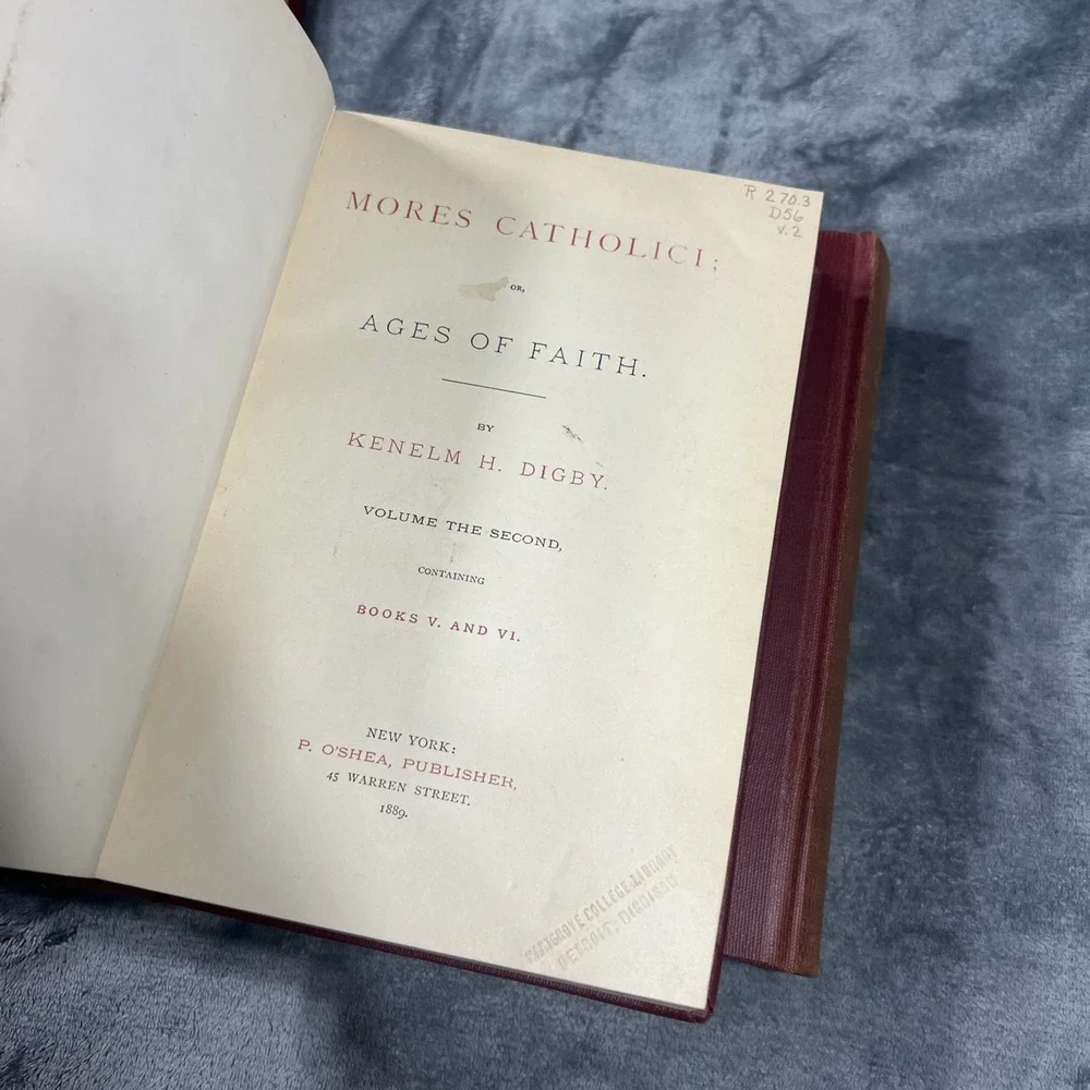 Vintage Mores Catholici‎ Ages of Faith Book Lot of 4 Kenelm H Digby 1888-1894 HC